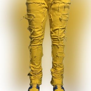 Yellow Brand new stacked jeans